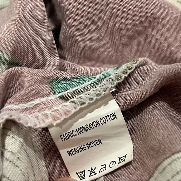 3/4 Sleeve Rayon Floral Open Shawl Beach Cover Up Robe Fringe Trim Size L/OS - Picture 4 of 6